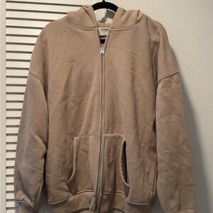 Brooklyn Cloth Beige Zip-Up Hoodie